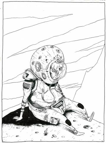 Astronaut | Tegninger | Patrick Ringsborg | Beauton Art Gallery tegninger, ekspressionistiske, figurative, pop, portræt, kroppe, humor, sorte, hvide, papir, tusch, sjove, dansk, dekorative, design, ekspressionisme, interiør, bolig-indretning, mænd, moderne, moderne-kunst, nordisk, skandinavisk, street-art, Køb original kunst og kunstplakater. Malerier, tegninger, limited edition kunsttryk & plakater af dygtige kunstnere.
