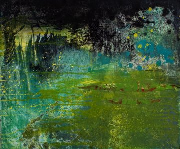 River Styx II | Malerier | Agnieszka Zawisza | Beauton Art Gallery malerier, abstrakte, farverige, grafiske, landskab, botanik, natur, mønstre, himmel, sorte, grønne, turkise, hørlærred, olie, abstrakte-former, samtidskunst, dansk, design, blomster, interiør, bolig-indretning, moderne, moderne-kunst, Køb original kunst og kunstplakater. Malerier, tegninger, limited edition kunsttryk & plakater af dygtige kunstnere.