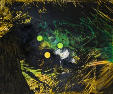 Lys i mørket | Malerier | Agnieszka Zawisza | Beauton Art Gallery malerier, abstrakte, farverige, ekspressionistiske, grafiske, landskab, botanik, natur, mønstre, himmel, sorte, grønne, gule, hørlærred, olie, abstrakte-former, atmosfære, smukke, samtidskunst, dansk, dekorative, design, interiør, bolig-indretning, moderne, moderne-kunst, Køb original kunst og kunstplakater. Malerier, tegninger, limited edition kunsttryk & plakater af dygtige kunstnere.