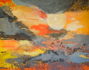 The End of the Season | Paintings | Agnieszka Zawisza | "The End of the Season"An original oil painting by Agnieszka Zawisza | Beauton Art Gallery paintings, abstract, colorful, landscape, nature, sky, grey, orange, yellow, cotton-canvas, oil, abstract-forms, atmosphere, beautiful, decorative, design, flowers, interior, interior-design, mountains, plants, scenery, sun, Buy original high quality art. Paintings, drawings, limited edition prints & posters by talented artists.