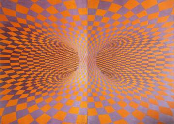Toroidal Space Double - 140 x 100 cm. Limited edition linoleumstryk af Marta Banaszak TOROIDAL SPACE linocut_Marta Banaszak