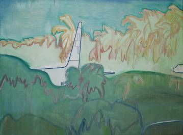 Tropica-Lufthavn - 89 x 130 cm. Originalt maleri af kunstmaler og fotograf Rafael Guerrero