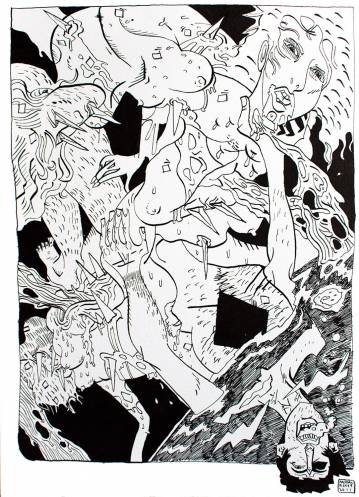 Uden Titel IV | Tegninger | Halfdan Pisket | Beauton Art Gallery tegninger, illustrative, monokrome, portræt, surrealistiske, tegneserier, bevægelse, mennesker, seksualitet, sorte, hvide, artliner, papir, erotiske, ansigter, mænd, nøgen, seksuel, skitse, Køb original kunst og kunstplakater. Malerier, tegninger, limited edition kunsttryk & plakater af dygtige kunstnere.