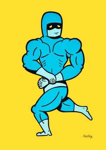 Hero (Yellow) | Kunsttryk, Gicleé | Mormor | Beauton Art Gallery kunsttryk, gicleé, farverige, børnevenlige, figurative, illustrative, pop, kroppe, tegneserier, humor, blå, gule, blæk, papir, sjove, københavn, dansk, dekorative, design, interiør, bolig-indretning, moderne, moderne-kunst, nordisk, pop-art, plakater, tryk, urban, Køb original kunst og kunstplakater. Malerier, tegninger, limited edition kunsttryk & plakater af dygtige kunstnere.