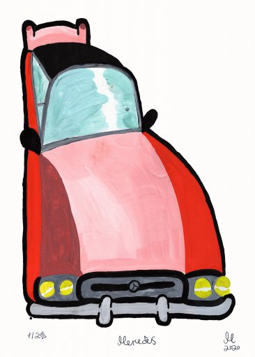 Veteran Mercedes Benz | Posters-prints, Giclee-print | Mormor | Beauton Art Gallery posters-prints, giclee-print, family-friendly, figurative, illustrative, cartoons, movement, technology, transportation, pink, red, turquoise, ink, cars, contemporary-art, danish, decorative, design, interior, interior-design, modern, modern-art, nordic, pop-art, posters, scandinavien, Buy original high quality art. Paintings, drawings, limited edition prints & posters by talented artists.