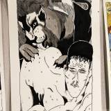 Uden titel - 30 x 42 cm. En original kunst illustration / tegning af kunstner Halfdan Pisket. illustrationen er ikke indrammet. stærke og udtryksfulde kunst illustrationer og tegninger, dygtig dansk illustrator, tegner, faverige t