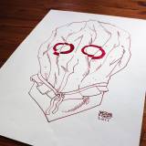 Maske II | Kunsttryk, Tegninger, Gicleé | Halfdan Pisket | Beauton Art Gallery kunsttryk, tegninger, gicleé, grafiske, illustrative, portræt, surrealistiske, tegneserier, stemninger, mennesker, seksualitet, røde, hvide, blæk, papir, tusch, ansigter, mænd, skitse, Køb original kunst og kunstplakater. Malerier, tegninger, limited edition kunsttryk & plakater af dygtige kunstnere.