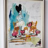 Snehvide og dværge | Tegninger | Louise Bech Pedersen | Beauton Art Gallery tegninger, farverige, børnevenlige, surrealistiske, børn, mennesker, orange, røde, turkise, akryl, papir, olie, blyant, andre-medier, abstrakte-former, smukke, lyse, sød, dekorative, ansigter, fantasi, kvindelig, naive, skitse, lodret, kvinder, Køb original kunst af den højeste kvalitet. Malerier, tegninger, limited edition kunsttryk & plakater af dygtige kunstnere.