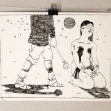 tegninger, æstetiske, figurative, portræt, surrealistiske, kroppe, seksualitet, sorte, hvide, papir, tusch, mænd, nøgen, Køb original kunst og kunstplakater. Malerier, tegninger, limited edition kunsttryk & plakater af dygtige kunstnere.