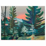 Heartland | Malerier | Rafael Guerrero Céspedes | Beauton Art Gallery malerier, farverige, ekspressionistiske, illustrative, landskab, arkitektur, botanik, hverdagsliv, stemninger, natur, årstider, blå, grønne, grå, neon,  bomuldslærred, olie, arkitektoniske, atmosfære, efterår, smukke, samtidskunst, dansk, mørke, detaljerigt, ekspressionisme, fantasi, skov, vandret, huse, impressionisme, nat, nordisk, udendørs, skandinavisk, sceneri, silhuet, rolige, træer, Køb original kunst og kunstplakater. Malerier, tegninger, limited edition kunsttryk & plakater af dygtige kunstnere.