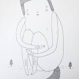 BIG AND LONELY  | Tegninger | My Buemann | Beauton Art Gallery tegninger, dyr, grafiske, pop, stemninger, sorte, hvide, artliner, kærlighed, romantiske, street-art, Køb original kunst af den højeste kvalitet. Malerier, tegninger, limited edition kunsttryk & plakater af dygtige kunstnere.