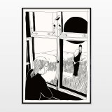 Marie Bregendahl, Ung mand i marken | Plakater-posters-kunsttryk, Giclee-tryk | Halfdan Pisket | Beauton Art Gallery plakater-posters-kunsttryk, giclee-tryk, figurative, illustrative, monokrome, portræt, tegneserier, hverdagsliv, stemninger, mennesker, sorte, hvide, blæk, papir, samtidskunst, københavn, dekorative, design, interiør, bolig-indretning, børn, kærlighed, mænd, moderne, moderne-kunst, nordisk, plakater, skandinavisk, vinduer, Køb original kunst og kunstplakater. Malerier, tegninger, limited edition kunsttryk & plakater af dygtige kunstnere.