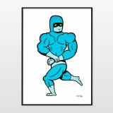 Hero | Kunsttryk, Gicleé | Mormor | Beauton Art Gallery kunsttryk, gicleé, børnevenlige, illustrative, pop, tegneserier, humor, mennesker, blå, hvide, blæk, papir, sjove, kendte-personer, samtidskunst, dansk, dekorative, design, interiør, bolig-indretning, moderne, moderne-kunst, nordisk, skandinavisk, Køb original kunst og kunstplakater. Malerier, tegninger, limited edition kunsttryk & plakater af dygtige kunstnere.