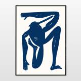 Yoga Exercise RN II - Blue | Kunsttryk, Gicleé | Mormor | Beauton Art Gallery kunsttryk, gicleé, børnevenlige, grafiske, illustrative, monokrome, pop, kroppe, hverdagsliv, humor, bevægelse, mennesker, blå, hvide, blæk, papir, sjove, samtidskunst, københavn, dansk, design, interiør, bolig-indretning, moderne, moderne-kunst, nordisk, plakater, tryk, skandinavisk, Køb original kunst og kunstplakater. Malerier, tegninger, limited edition kunsttryk & plakater af dygtige kunstnere.