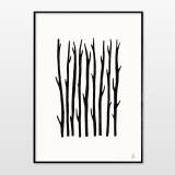 Forest | Plakater-posters-kunsttryk, Giclee-tryk | My Buemann | Beauton Art Gallery plakater-posters-kunsttryk, giclee-tryk, børnevenlige, figurative, illustrative, minimalistiske, botanik, natur, sorte, hvide, blæk, papir, sjove, københavn, sød, dansk, dekorative, design, interiør, bolig-indretning, moderne, moderne-kunst, nordisk, plakater, tryk, skandinavisk, Køb original kunst og kunstplakater. Malerier, tegninger, limited edition kunsttryk & plakater af dygtige kunstnere.