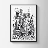 World | Plakater-posters-kunsttryk, Giclee-tryk | Mormor | Beauton Art Gallery plakater-posters-kunsttryk, giclee-tryk, børnevenlige, geometriske, illustrative, monokrome, arkitektur, humor, havet, sorte, hvide, blæk, papir, sjove, arkitektoniske, strand, sort-hvide, bygninger, dansk, dekorative, design, fisk, interiør, bolig-indretning, nordisk, plakater, skandinavisk, hav, skibe, vand, Køb original kunst og kunstplakater. Malerier, tegninger, limited edition kunsttryk & plakater af dygtige kunstnere.