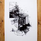 Arkitektoniske Tegninger #2 | Kunsttryk, Gliceé | Ola Juliussen | Beauton Art Gallery kunsttryk, gliceé, abstrakte, geometriske, monokrome, arkitektur, mønstre, sorte, hvide, blæk, papir, abstrakte-former, arkitektoniske, sort-hvide, bygninger, Køb original kunst af den højeste kvalitet. Malerier, tegninger, limited edition kunsttryk & plakater af dygtige kunstnere.