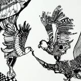 Eagles. En original illustration af kunstner Marianne Stenberg. illustrationer. Udtryksfuldt moderne kunst. dyr. talentfulde kunstnere, online kunstgalleri.