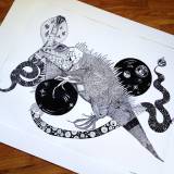 Leguan og Slangetegn. En illustration af kunstner Marianne Stenberg.