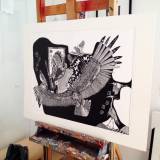 illustrationer. ørn, indianer, fugle Udtryksfuldt moderne kunst. dyr. talentfulde kunstnere, online kunstgalleri.