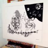 illustrationer. Udtryksfuldt moderne kunst. dyr. talentfulde kunstnere, online kunstgalleri.
