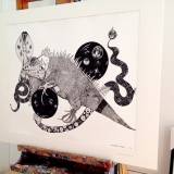 Leguan og Slangetegn. En illustration af kunstner Marianne Stenberg.