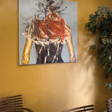 Forward II | Malerier | Rose Marie Brøgger | Originalt maleri af Rosemarie Brøgger | Beauton Art Gallery malerier, abstrakte, æstetiske, ekspressionistiske, portræt, kroppe, bevægelse, mennesker, sorte, grå, orange, akryl,  bomuldslærred, abstrakte-former, samtidskunst, dekorative, ekspressionisme, interiør, bolig-indretning, kvinder, Køb original kunst og kunstplakater. Malerier, tegninger, limited edition kunsttryk & plakater af dygtige kunstnere.