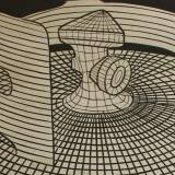 Gauss - 140 x 100 cm. Limited edition linoleumstryk af Marta Banaszak GAS CYLINDER linocut_detail
