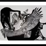 illustrationer. ørn, indianer, fugle Udtryksfuldt moderne kunst. dyr. talentfulde kunstnere, online kunstgalleri.