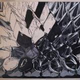 Ferrofluid - 70 x 100 cm. Limited edition linoleumstryk af Marta Banaszak FERROFLUID linocut_stencil