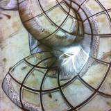 Figurations IX beige - 140 x 100 cm. Limited edition linocut print af Marta Banaszak FIGURATIONS IX linocut_stencil