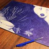 Ræv i den blå nat. En original illustration af Morten Løfberg. saatchi online gallery, artrebels galleri, illustrationer tegninger, talentfulde kunstnere, online gallerier, originaler