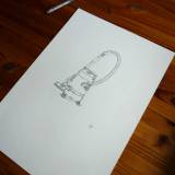 Gun Buster - 29,7 x 42 cm., A3. En original illustration af Rune Alexandersen.  Tegningen er udført på tykt syrefrit arkiverbart papir. Tegningen kommer ikke indrammet.
