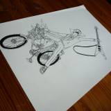 knallert, guitar, cykel, illustrationer og tegninger, kunst, kunstgalleri, galleri, sjov tegning, street art, pop kultur, inspiration,