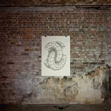 Figurations IX beige - 140 x 100 cm. Limited edition linocut print af Marta Banaszak FIGURATIONS IX linocut_artistic photography