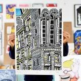 Brooklyn ldt | Plakater-posters-kunsttryk, Giclee-tryk | Mormor | Beauton Art Gallery plakater-posters-kunsttryk, giclee-tryk, børnevenlige, grafiske, illustrative, pop, arkitektur, tegneserier, humor, stemninger, sorte, hvide, blæk, papir, bygninger, byer, samtidskunst, københavn, dansk, dekorative, design, interiør, bolig-indretning, moderne, moderne-kunst, nordisk, skandinavisk, Køb original kunst og kunstplakater. Malerier, tegninger, limited edition kunsttryk & plakater af dygtige kunstnere.