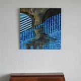 bro vand striber blå farver malerier abstrakt gallerier kunstmalere kunst indretning