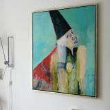malerier, figurative, portræt, mennesker, røde, turkise, akryl,  bomuldslærred, samtidskunst, københavn, dansk, dekorative, design, ansigter, fantasi, interiør, bolig-indretning, moderne, moderne-kunst, nordisk, skandinavisk, kvinder, Køb original kunst og kunstplakater. Malerier, tegninger, limited edition kunsttryk & plakater af dygtige kunstnere.
