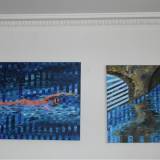 bro vand striber blå farver malerier abstrakt gallerier kunstmalere kunst indretning