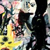 Madly in Love - 70 x 100. Et originalt maleri af kunstner Louise Bech Pedersen. Kunst online gallerier, Store flotte abstrakte malerier med dyr, gaveide, gave, boligindretning, dygtige kunstnere