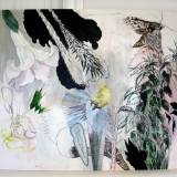 Canary - 120 x 91. Et originalt maleri af kunstner Louise Bech Pedersen. Kunst online gallerier, Store flotte abstrakte malerier med dyr, gaveide, gave, boligindretning, dygtige kunstnere