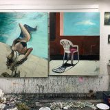 malerier, ekspressionistiske, figurative, grafiske, surrealistiske, hverdagsliv, stemninger, himmel, beige, blå, brune, pink, akryl, kul,  bomuldslærred, olie, spraymaling, arkitektoniske, samtidskunst, københavn, dag, ekspressionisme, ikoner, moderne-kunst, nordisk, skandinavisk, sommer, sol, symbolsk, rejse, Køb original kunst og kunstplakater. Malerier, tegninger, limited edition kunsttryk & plakater af dygtige kunstnere.