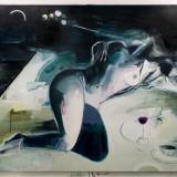 Between breathing and wine. 170x140 cm. Et maleri af Marck Fink