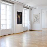 Figurations IX beige - 140 x 100 cm. Limited edition linocut print af Marta Banaszak FIGURATIONS IX linocut_Doctorate Degree exhibition