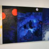 Uden Titel #2 | Malerier | Agnieszka Zawisza | Beauton Art Gallery malerier, abstrakte, geometriske, grafiske, mønstre, sorte, blå, orange,  bomuldslærred, olie, abstrakte-former, Køb original kunst af den højeste kvalitet. Malerier, tegninger, limited edition kunsttryk & plakater af dygtige kunstnere.