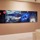malerier, abstrakte, geometriske, grafiske, mønstre, sorte, blå, orange,  bomuldslærred, olie, abstrakte-former, Køb original kunst af den højeste kvalitet. Malerier, tegninger, limited edition kunsttryk & plakater af dygtige kunstnere.