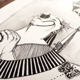 tegninger, æstetiske, ekspressionistiske, figurative, illustrative, monokrome, stemninger, mennesker, sorte, grå, hvide, blæk, papir, kalligrafi, samtidskunst, dansk, dekorative, design, interiør, bolig-indretning, moderne, moderne-kunst, nordisk, skandinavisk, Køb original kunst og kunstplakater. Malerier, tegninger, limited edition kunsttryk & plakater af dygtige kunstnere.