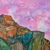 tegninger, malerier, akvarel-malerier, farverige, figurative, landskab, natur, himmel, grønne, pink, violette, kridt, papir, akvarel, andre-medier, samtidskunst, naturlig, rolige, Køb original kunst og kunstplakater. Malerier, tegninger, limited edition kunsttryk & plakater af dygtige kunstnere.
