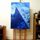malerier, æstetiske, figurative, geometriske, arkitektur, bevægelse, mønstre, himle, blå, hvide,  bomuldslærred, olie, arkitektoniske, atmosfære, Buy original high quality art. Paintings, drawings, limited edition prints & posters by talented artists.
