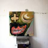 malerier, farverige, ekspressionistiske, pop, surrealistiske, stemninger, mennesker, beige, grønne, røde,  bomuldslærred, olie, abstrakte-former, ansigter, levende, Køb original kunst af den højeste kvalitet. Malerier, tegninger, limited edition kunsttryk & plakater af dygtige kunstnere.